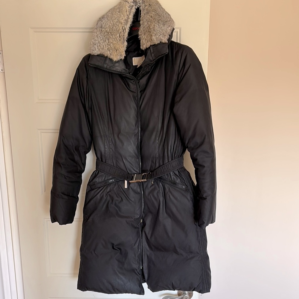 Michael Kors Women's Black Fur-Trimmed Coat